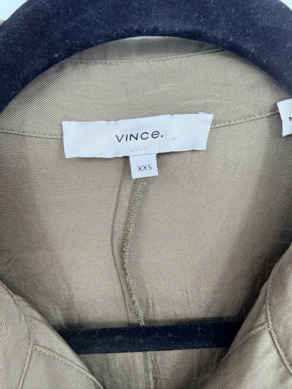 Vince Wrap Shirt Dress Olive Taupe Tie Waist Minimalist Luxury XXS - Picture 5 of 7